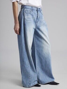The Frankie Shop Oakley Wide Leg Jeans, Blue Wash